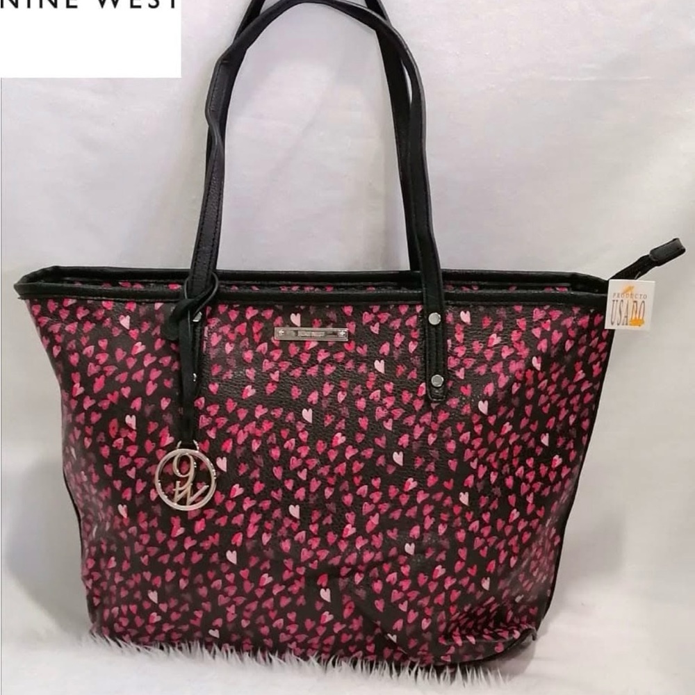 Black and Pink Heart Pattern Tote